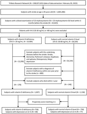 Association of vitamin D deficiency with post-stroke depression: a retrospective cohort study from the TriNetX US collaborative networks